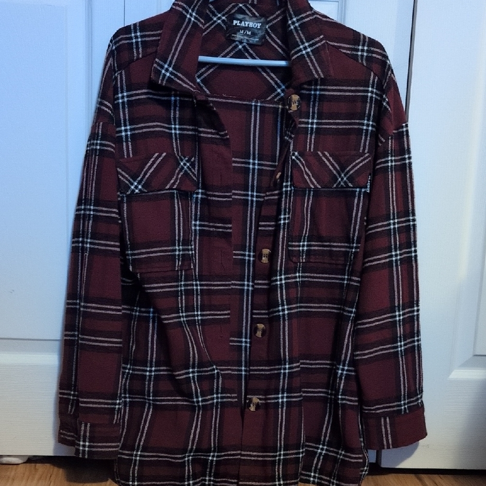 Playboy women oversized plaid jacket